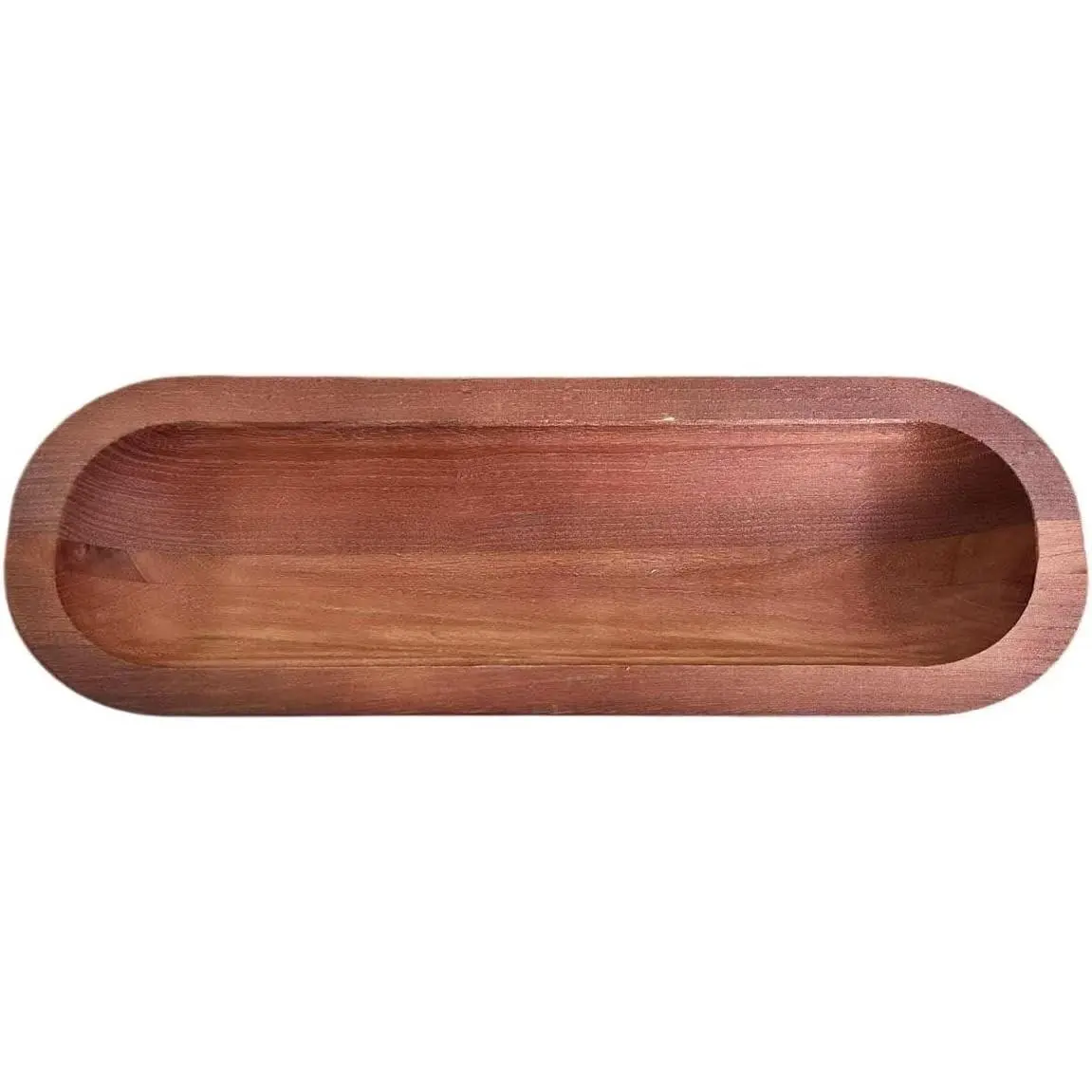 Stained Wood Dough Bowl - 15.8" x 5" x 2" Oblong Decorative Tray, Hand-Carved Farmhouse Centerpiece for Coffee Table, Mantel & Entryway Display