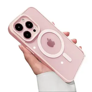 New Acrylic Magnetic Clear Case For iPhone17/ 16 15 14 13 12 11 Pro X XS Max 16 Plus Magsafe Wireless Charge Girls Pink Hard Back Cover phone  case  For iphone 13 iphone 16  case