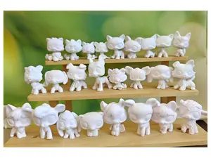 Custom Bundle White Base Blank Molds White Paintable DIY Molds Assorted Dog & Cat Designs Compatible with Mini Pet Toy Collectibles Art & Craft Supplies