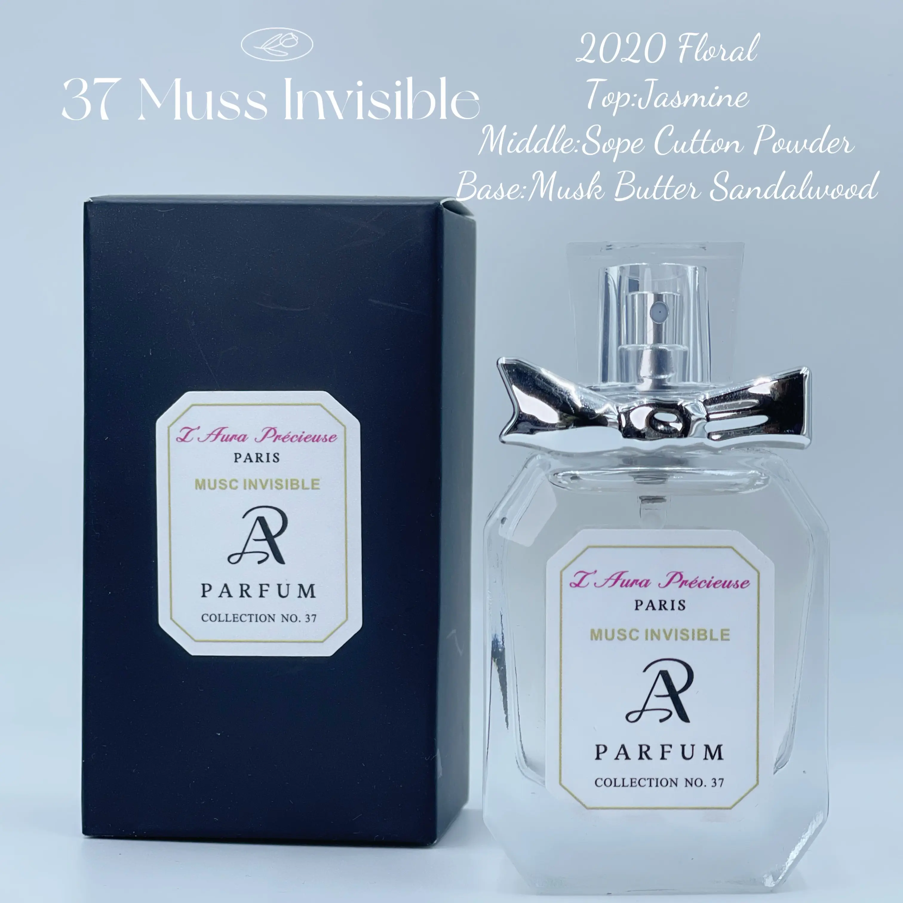 No.37 MUSC INVISIBLE 2020 Floral Top:Jasmine Middle:Sope Cutton Powder  Base:Musk Butter Sandalwood  Size: 30ML 1oz L’Aura Précieuse Women Long Lasting Oil Base Fragrance Parfume