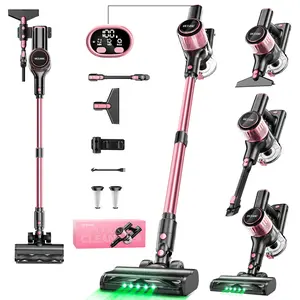 VICEASE Cordless Vacuum Cleaner, 450W 33Kpa, LED Display, Green LED, Anti-Tangle & 1.5L Dust Cup, Gift Box, 8-in-1 Vacuum for Hardwood Floor/Carpet/Pet Hair/Car/Gift