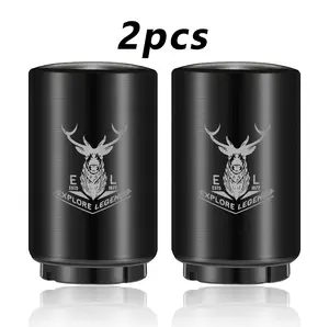 Elk Modern 2pcs Automatic Beer Bottle Opener with Magnetic Cap Stainless Steel One-Handed Lid Opening Spring Loaded Push&Pop for Kitchen Home Bar Restaurant Household Utensils Beer Accessories Gift