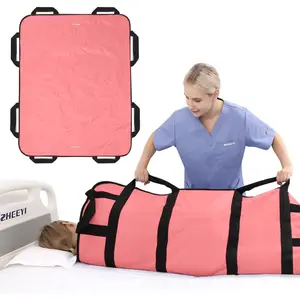 Multipurpose 48" x 40" Positioning Bed Pad with Reinforced Handles - Reusable & Washable Patient Sheet for Turning, Lifting & Repositioning --Sided Nylon, Pink