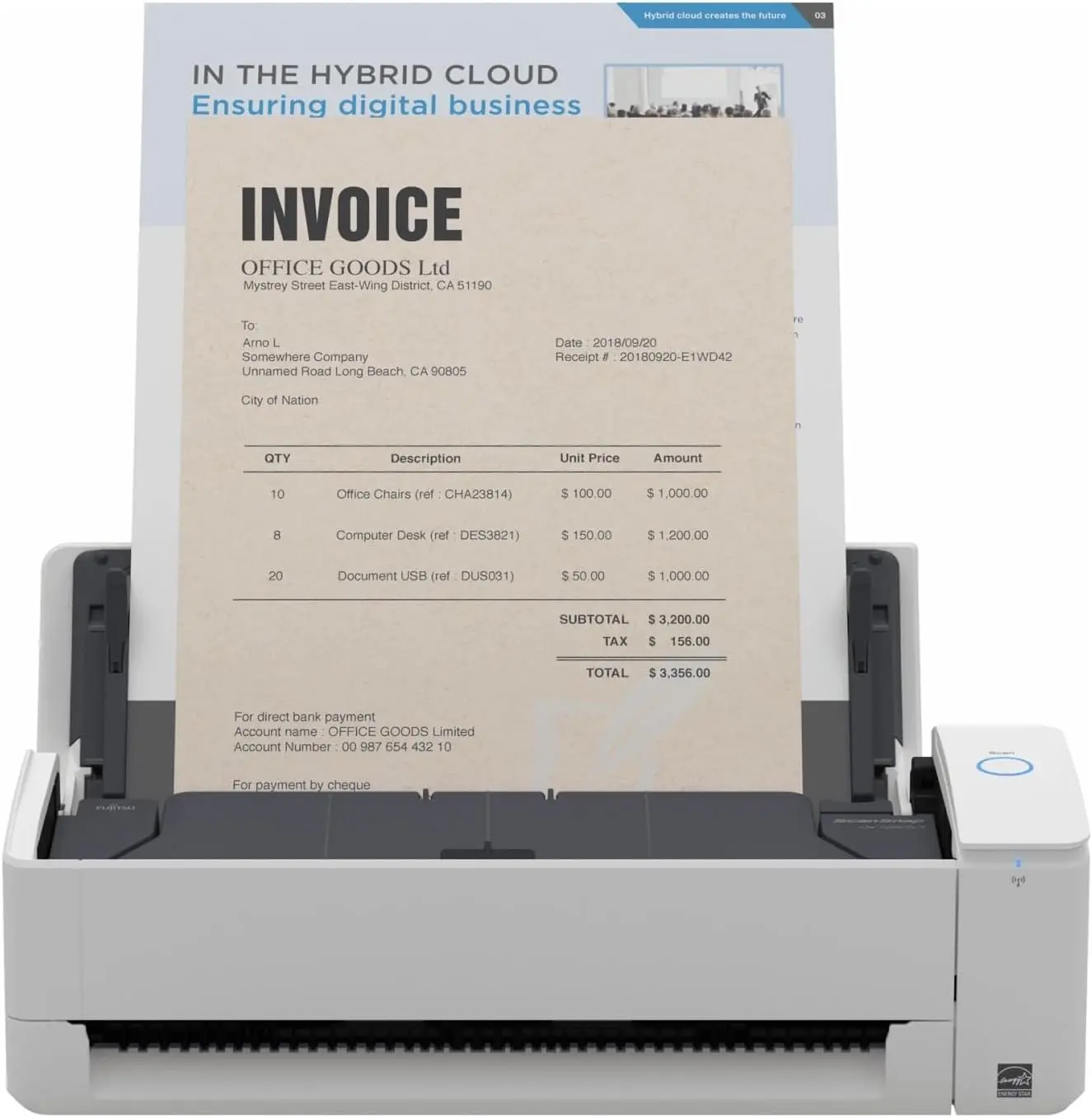 Fujitsu ScanSnap iX1300 Document Scan Scanner, Model PA03805-B225