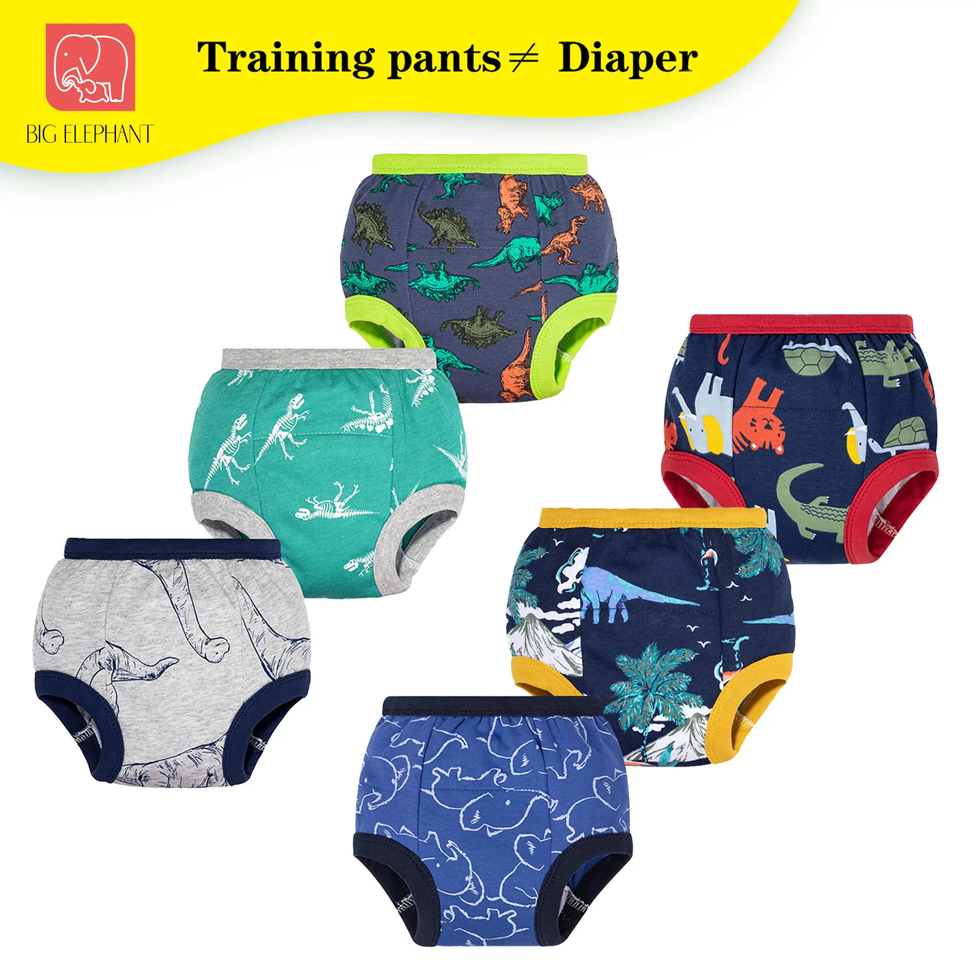 BIG ELEPHANT 6 Pack Boys & Girls Potty Training Underwear – Light Absorbent Training Pants for Toddlers,back to school