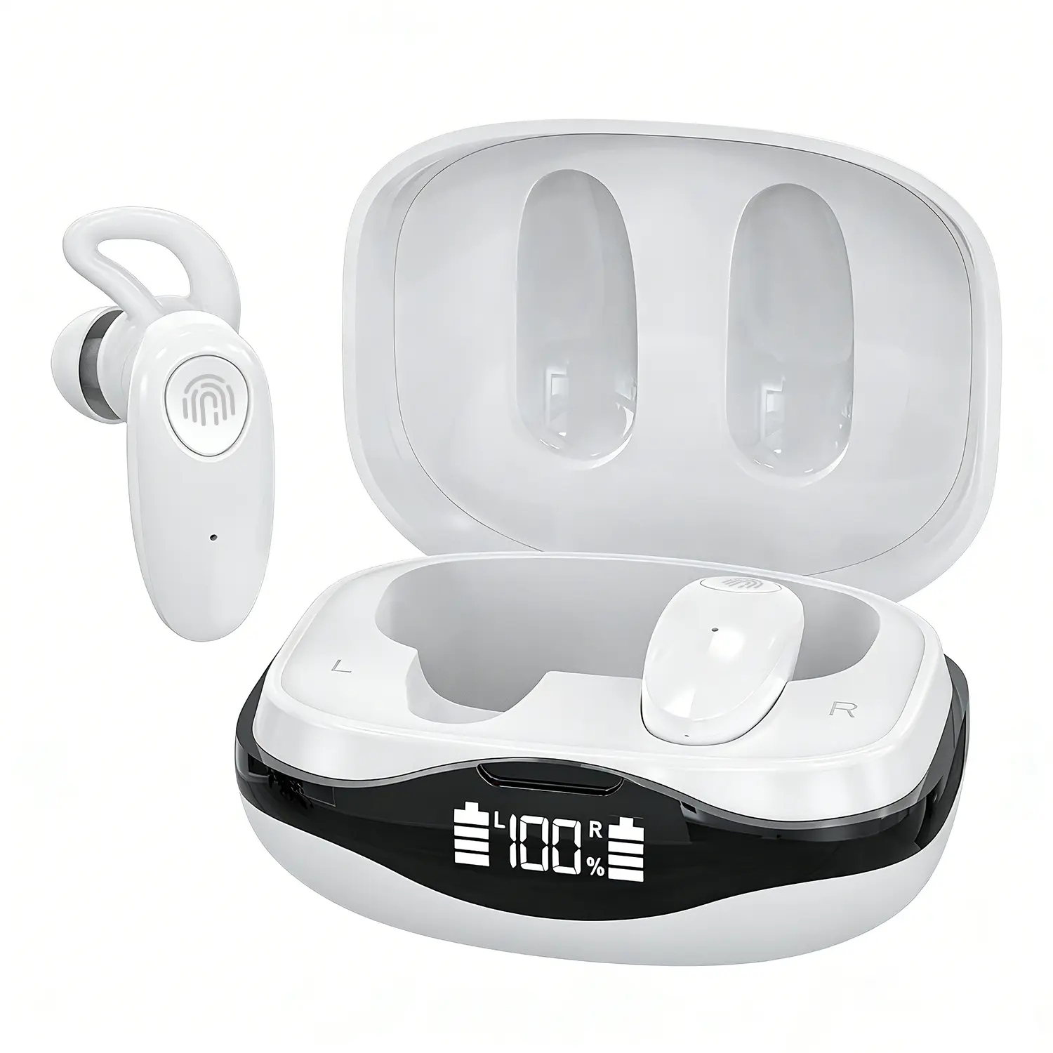【Tangsonic】TS615 OTC Rechargeable Hearing Aids for Seniors Adults, Digital Noise Cancelling Hearing Amplifiers with LED Display Charging Case, Comfort Fit Earhooks, Touch Control, 80Hrs Battery Life for Mild to Moderate Hearing Loss clear sound