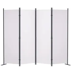 【DealsForYouDays】VEVOR Room Divider, 5.6 ft Room Dividers and Folding Privacy Screens (4-panel), Fabric Partition Room Dividers for Office, Bedroom, Dining Room, Study, Freestanding, White