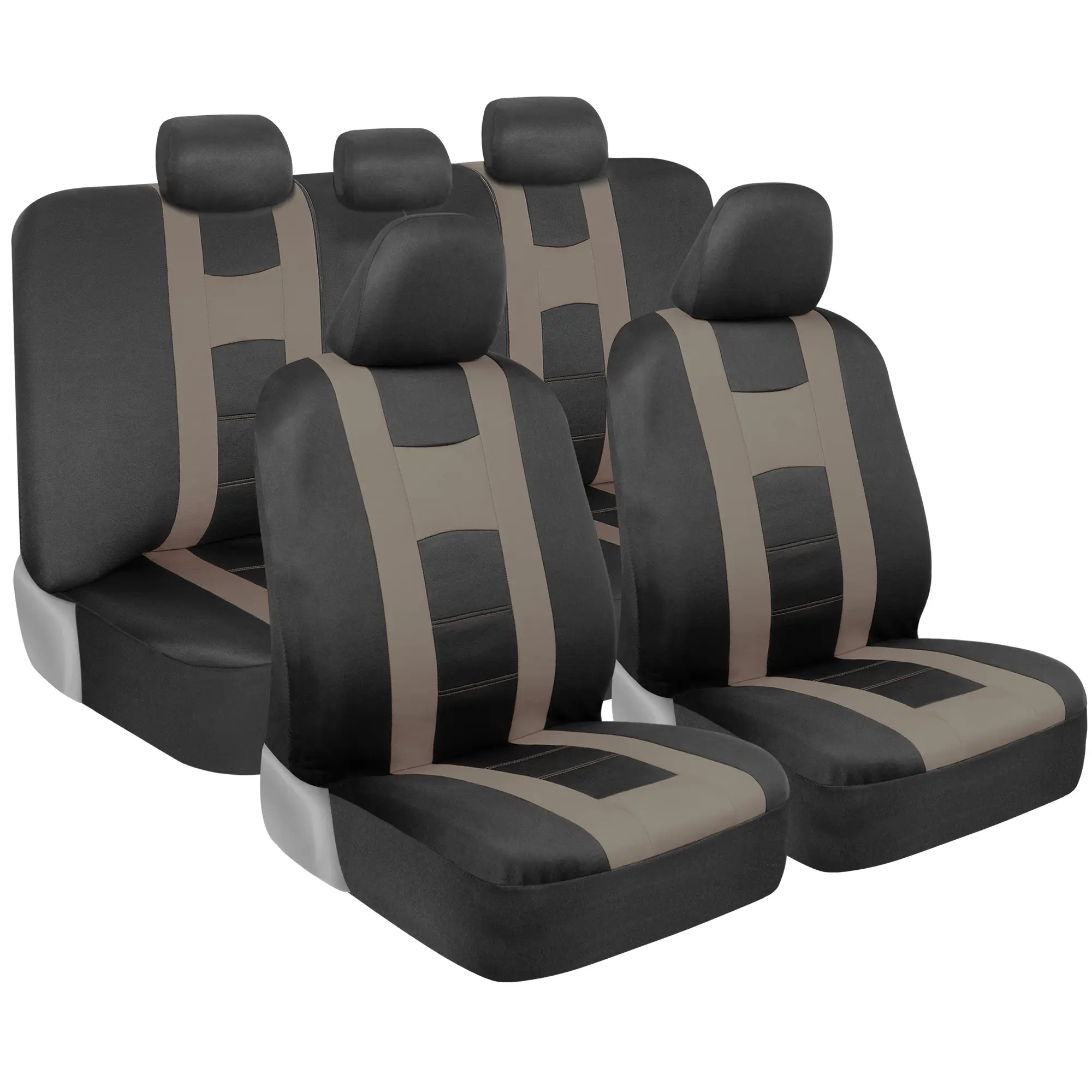 BDK carXS Seat Covers for Cars, Beige Two-Tone Car Seat Covers with Matching Back Seat Cover, Made to Fit Most Auto Truck Van SUV, Interior Car Accessories, Car Seat Cover Full Set