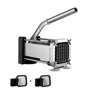 VEVOR French Fry Cutter,  Potato Slicer with 1/2-Inch and 3/8-Inch Stainless Steel Blades, Manual Potato Cutter Chopper with Suction Cups, Great for Potato, French Fries, Cucumber, Vegetables, Carrot