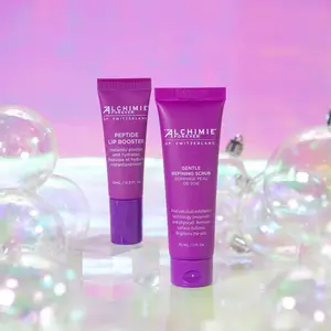 Alchimie Forever Holiday Kiss Kit with Peptide Lip Booster & Gentle Refining Scrub in Iridescent Travel Pouch for Smooth Plump Lips