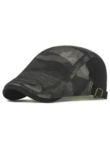 Men's Mesh Cap Breathable Summer Newsboy Hat Adjustable Beret Ivy Cap Irish Cabbie Driving Hunting Hats Lightweight Sun Hat Adjustable Caps Adjustable Outdoor Cap