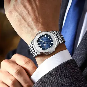 Square Luxury Design Men Wristwatch Waterproof Luminous Date Stainless Steel Male Clock Business Sports Quartz Watches For Men