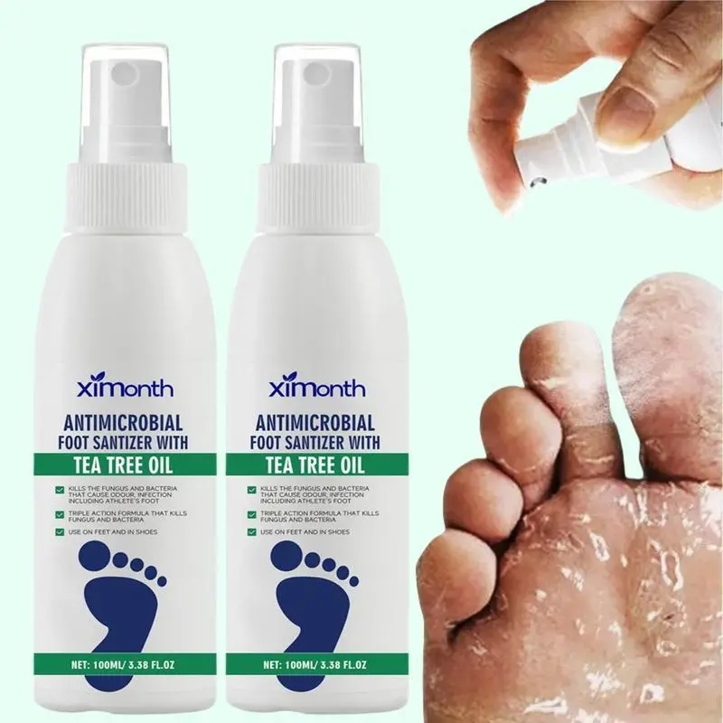 3 bottles Tea Tree Oil Foot Spray - Plantar Moisturizing Deodorant for Odor Control & Dry Feet Care, Natural Foot Sanitizer with Antifungal Properties,Ximonth Clear Foot Sanitizer Spray,for Foot & Shoe Freshness Foot Odor Eliminator
