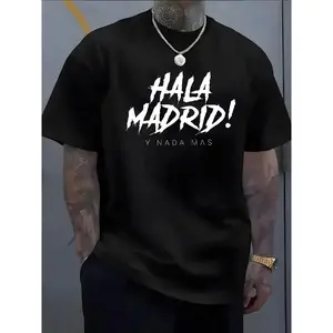 Men'S Hala Madrid! Graphic T-Shirt - Soft, Comfortable Crew Neck, Casual Short Sleeve Tee for Summer & Spring