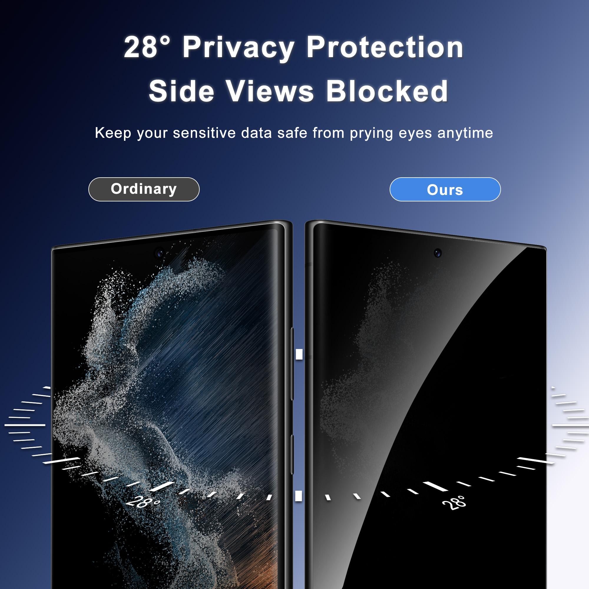 JavoYion 3-Pack Privacy Screen Protector for Samsung Galaxy S22 Ultra [Not Glass], Fingerprint Compatible, Anti Spy,Bubble Free,Scratch-Resistant