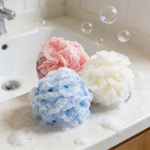 3-Pack Reusable Shower Sponge Balls with Hanging Loop |   Durable Bath Balls for Home Bathing |   Sturdy & Long-Lasting Bathroom Essentials
