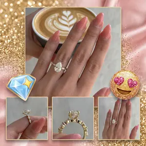 Fashionable new zircon water drop shape ring, women's simple large zircon ring jewelry