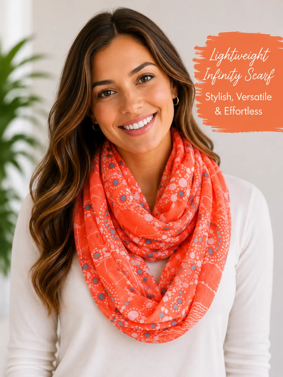 10K LIKES GIVEAWAY PICK YOUR COLOR-Women's Lightweight Printed Infinity Scarf – Soft Fashion Loop Scarf for Everyday Wear, Travel, Layering and Seasonal Styling