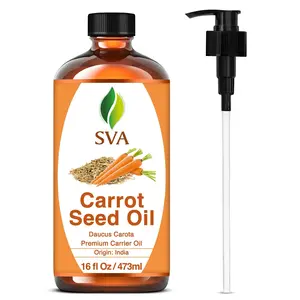 SVA ORGANICS 16 Fl Oz 100% Natural Cold Pressed Carrot Seed Oil - Carrier Oil for Face, Skin Care, Scalp Massage