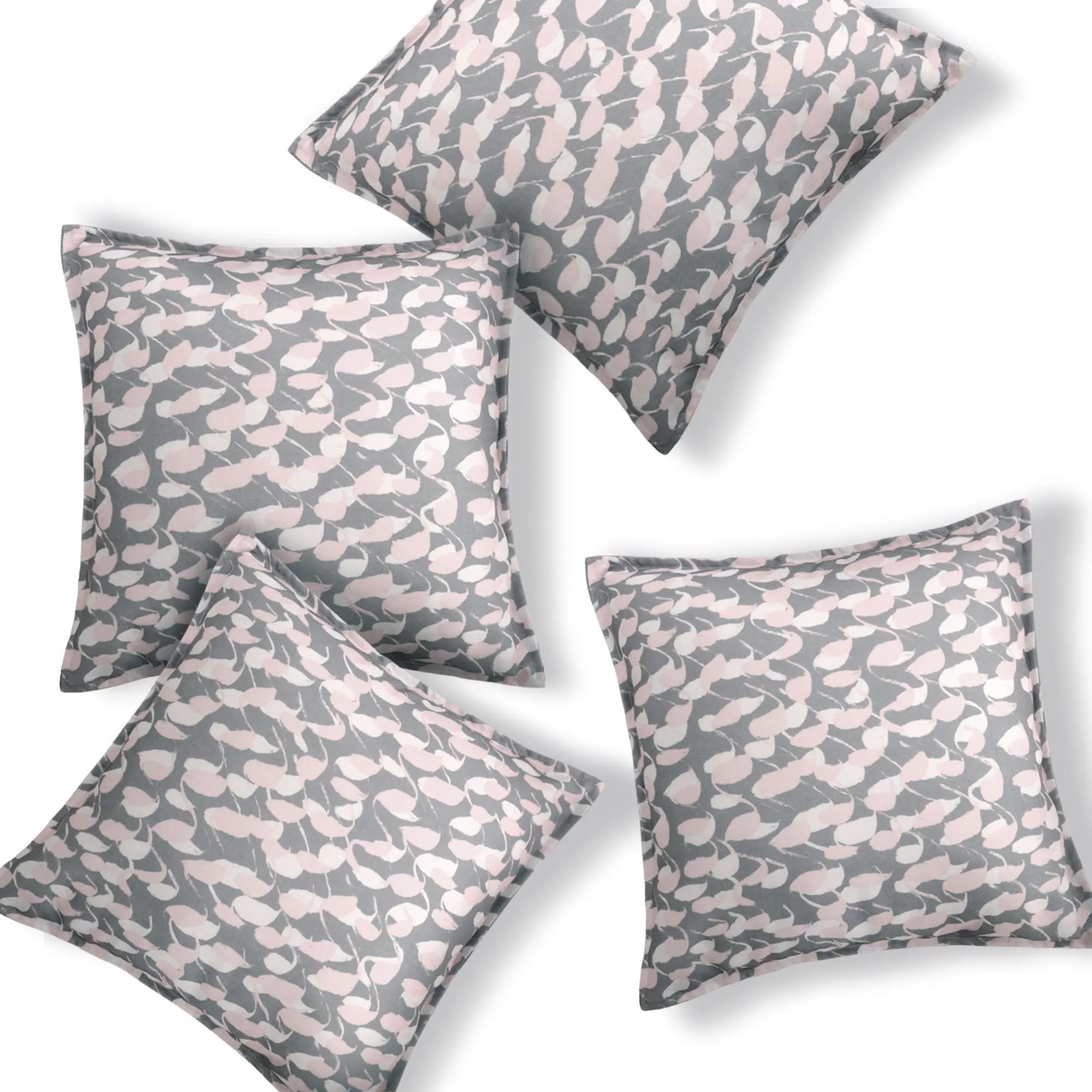 Deconovo Faux Linen Cushion Covers (Set of 4) - Futuristic Loop Pattern, Premium Polyester, Hidden Zipper, Cushion Slipcovers for Sofa Bedroom (Case Only, No Pillow Insert)