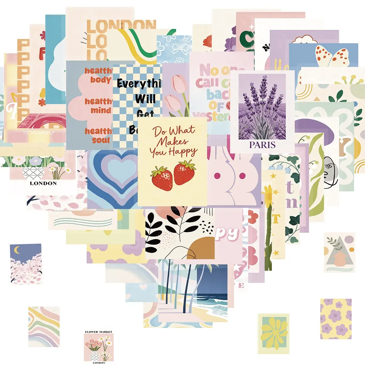 50pcs Cute Preppy Stickers, Motivational Vinyl, Waterproof Stickers for Laptop, Bumper, Water Bottles, Computer, Phone, Car