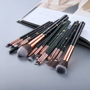 15 Marbled Design Makeup Brushes Set Essential Brush Set White