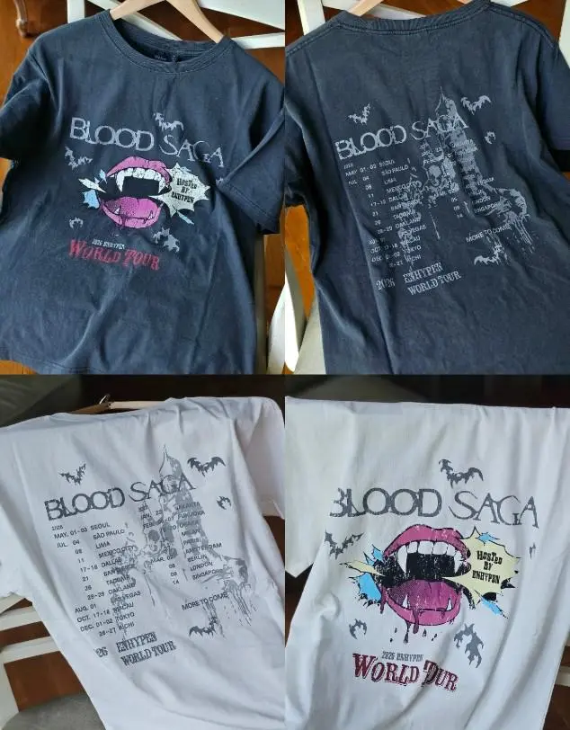 Youth and Adult World Tour 2026 Blood Saga T-Shirt, ENGENE Concert Merch Tee, Vintage Kpop Fan Graphic Shirt, Unisex Cotton Gift