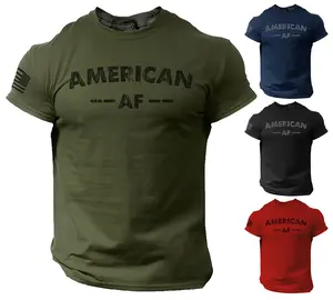 American AF Patriotic USA Flag T Shirt for Men Funny - Soft Style 100% Cotton Casual Crewneck Fabric Menswear