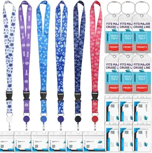 6 Pack Lanyards with Ship Card Holders, Retractable Badge Reels with  Luggage Tags ID Holders for Cruise Essentials Accessories Key Cards