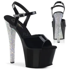 7 Inch Heel SKY-309CHRS Black Silver