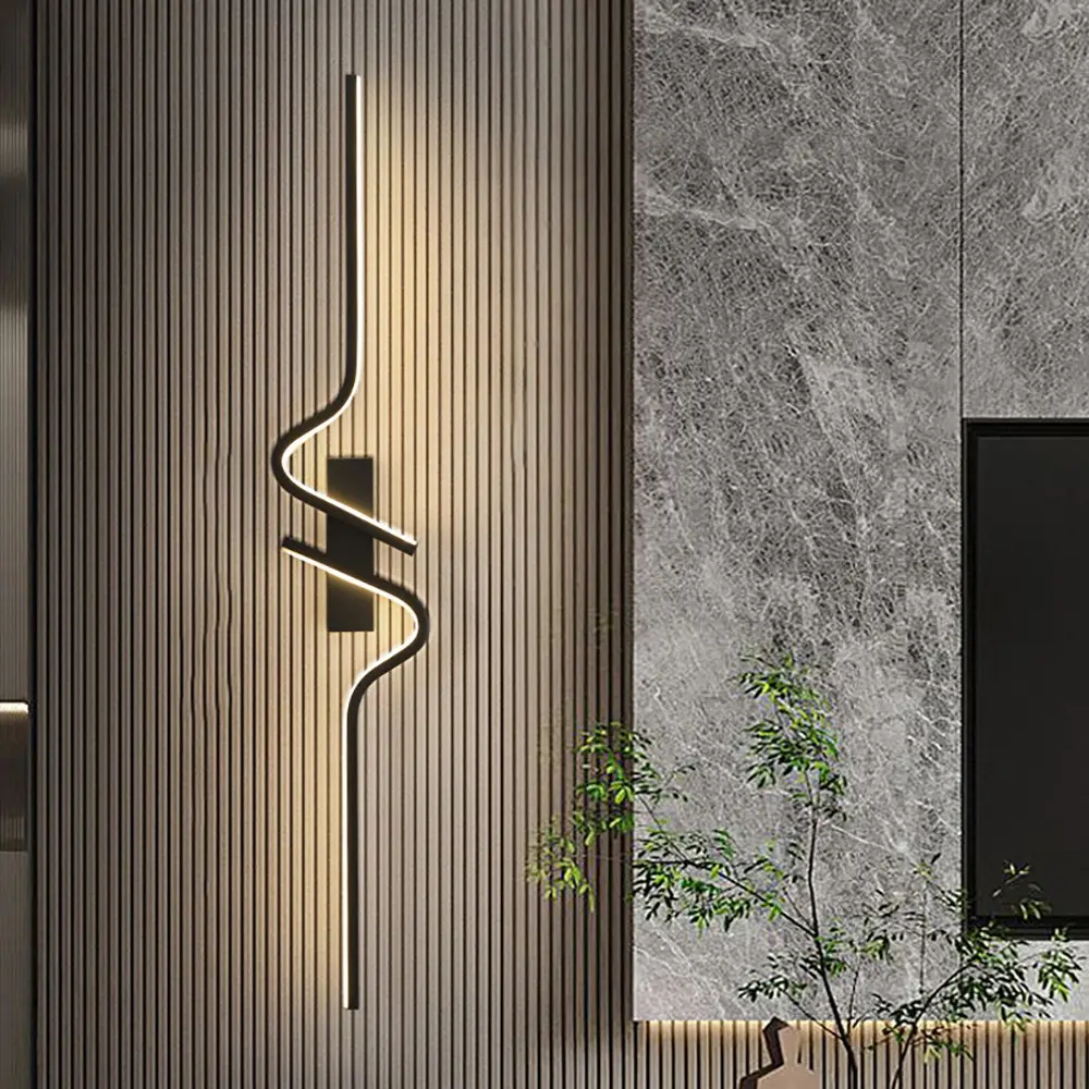 LED wall lamp, modern wired perforated line wall lamp, black 60/80cm aluminum line wall lamp, Decorative wall lamp, Indoor wall light, suitable for bedroom, living room, office, home interior decoration wall lamp