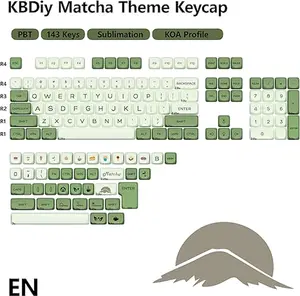 (ONLY KEYCAPS)KBDiy Matcha KOA Profile Keycaps Set,Dye-Sublimation PBT Green Cute Custom Keyboard Keycap,143 Key Cap Set for Cherry Gateron MX Switches Mechanical Keyboards