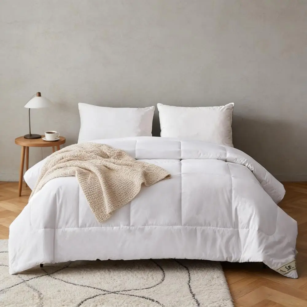 Simple&Opulence Down Alternative Comforter, Duvet Insert with 100% Cotton Cover, Ultra-Soft Microfiber Quilted All Season Breathable Cooling Bed Comforter