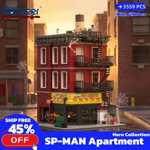 [BARWEER](SHIP FREE)City Guardian Apartment Movie With Gift Box Super Hero Collection 39*29*30cm 3559PCS