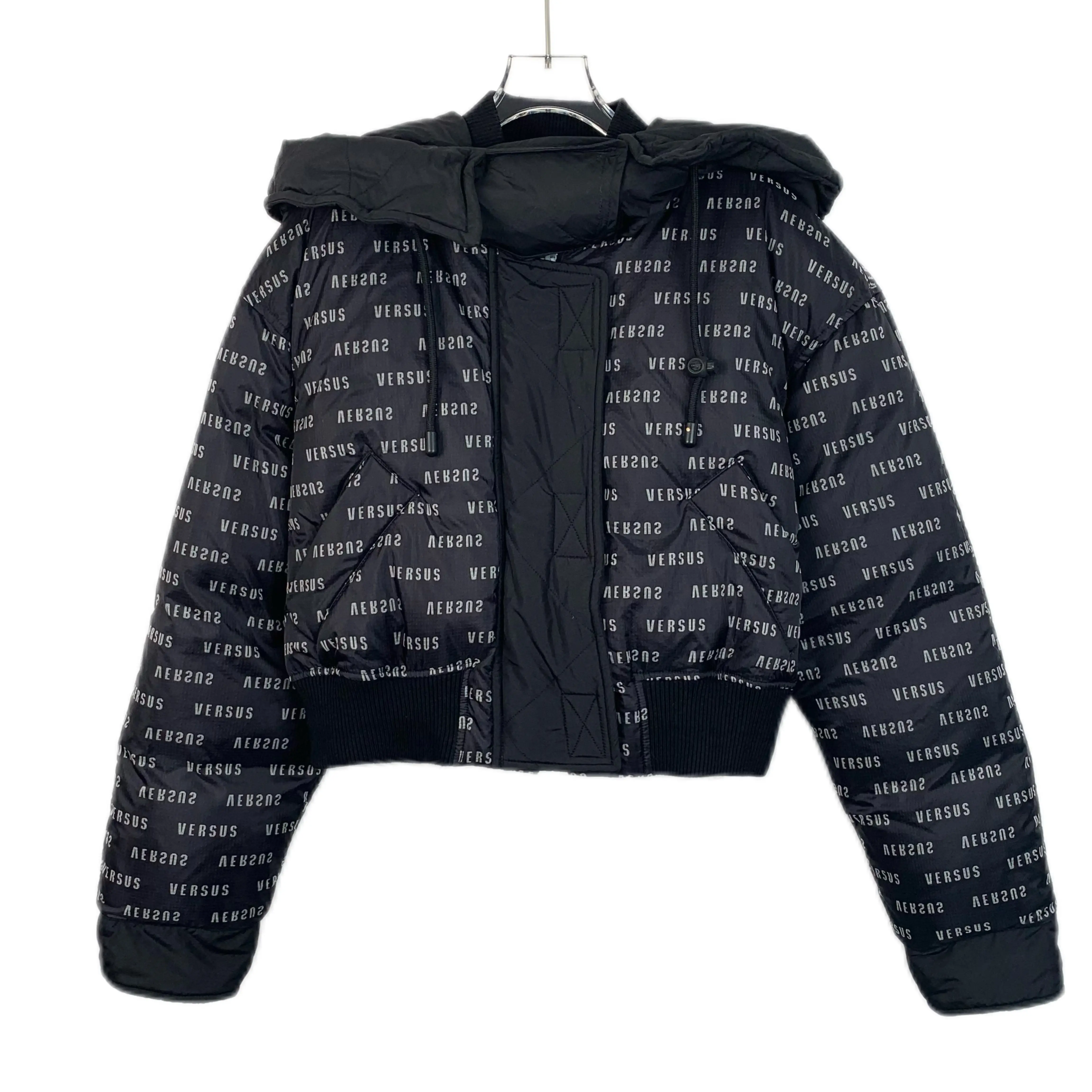 RDLT - Versace Multicolor Logo Print Hooded Cotton Jacket Size 40