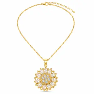 Sunflower Design Pendant Necklace for Women, Charms Necklace, Elegant Rhinestone Necklace, Fashion Jewelry for Party, Daily Clothing Decor, Trendy All-match & Exquisite Jewelry for Birthday Gift