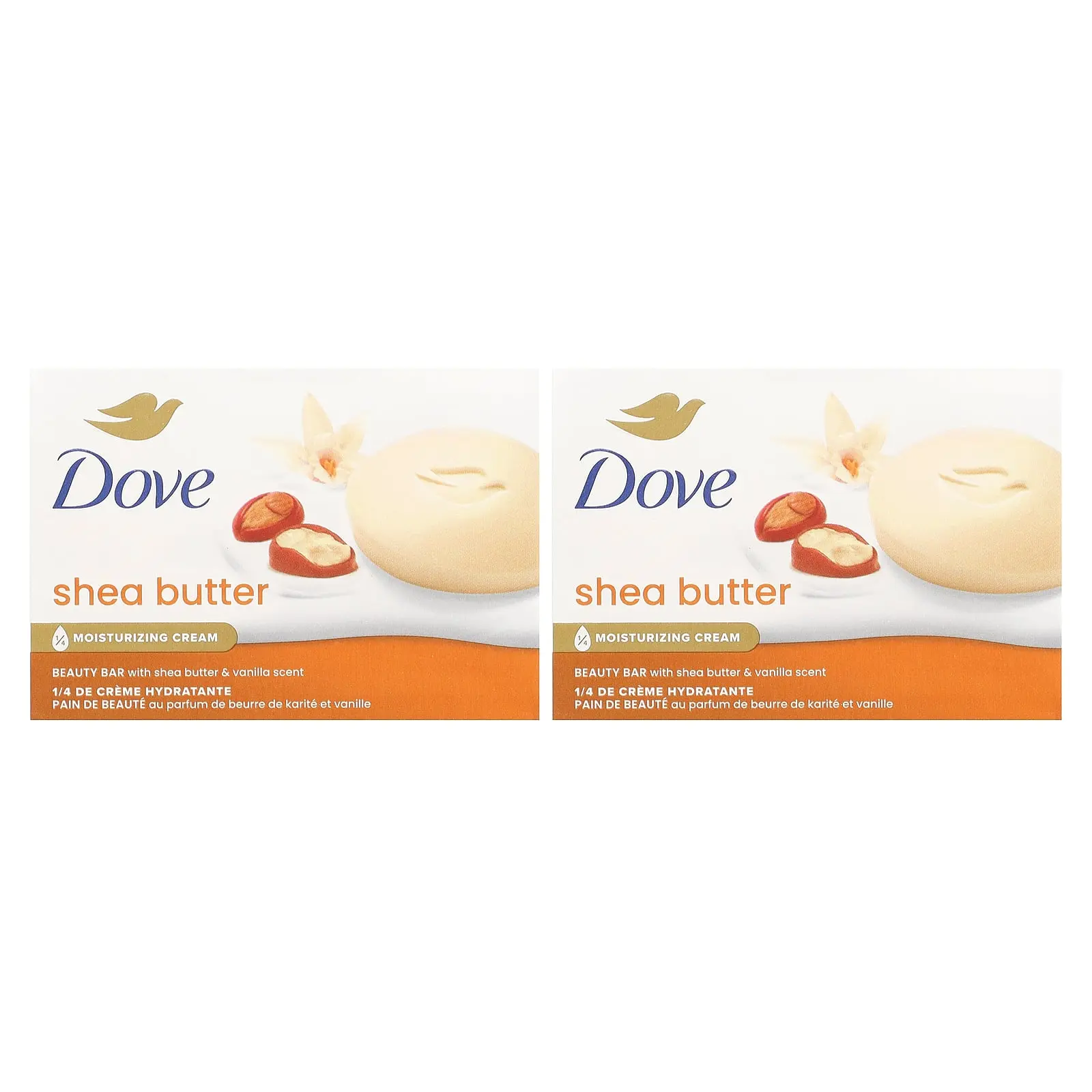 Dove Beauty Bar Soap, Shea Butter & Vanilla, 2 Bars, 3.75 oz (106 g) Each Dove Beauty Bar Soap, Shea Butter & Vanilla, 2 Bars, 3.75 oz (106 g) Each