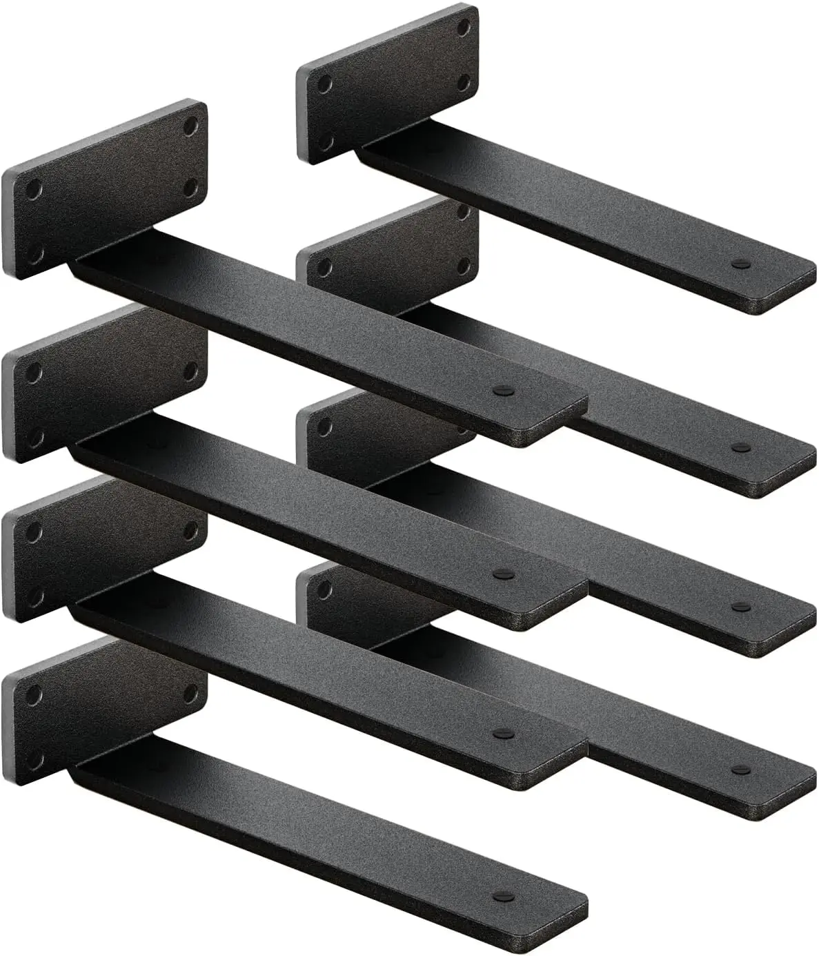 8-Pack 12-Inch Shelf Brackets, Heavy-Duty 1/5-Inch Thick Floating Shelf Brackets, Hidden Iron Metal Brackets for Shelf Support, Screws Included