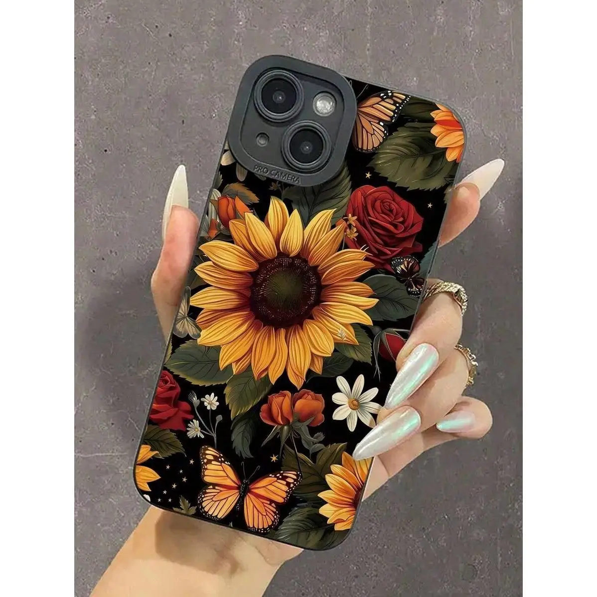 This minimalist soft case features a sunflower, rose, and butterfly print and is compatible with iPhone 17/16/15/14/13/12/11/X/XS/XS Max/16 E/12/13 Mini. It's the perfect Christmas gift for friends, family, and yourself., Cover, Accessories, Casing, Butte
