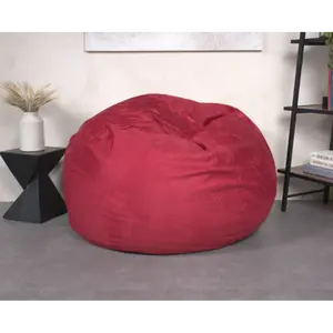 5-Foot Comfortable High-Density Shredded Foam Bean Bag Chair for Kids and Adults, with Removable Microsuede Cover, Ideal Reading and Bedroom Floor Lounge, Chinese Red On-Site(High end and high-quality)