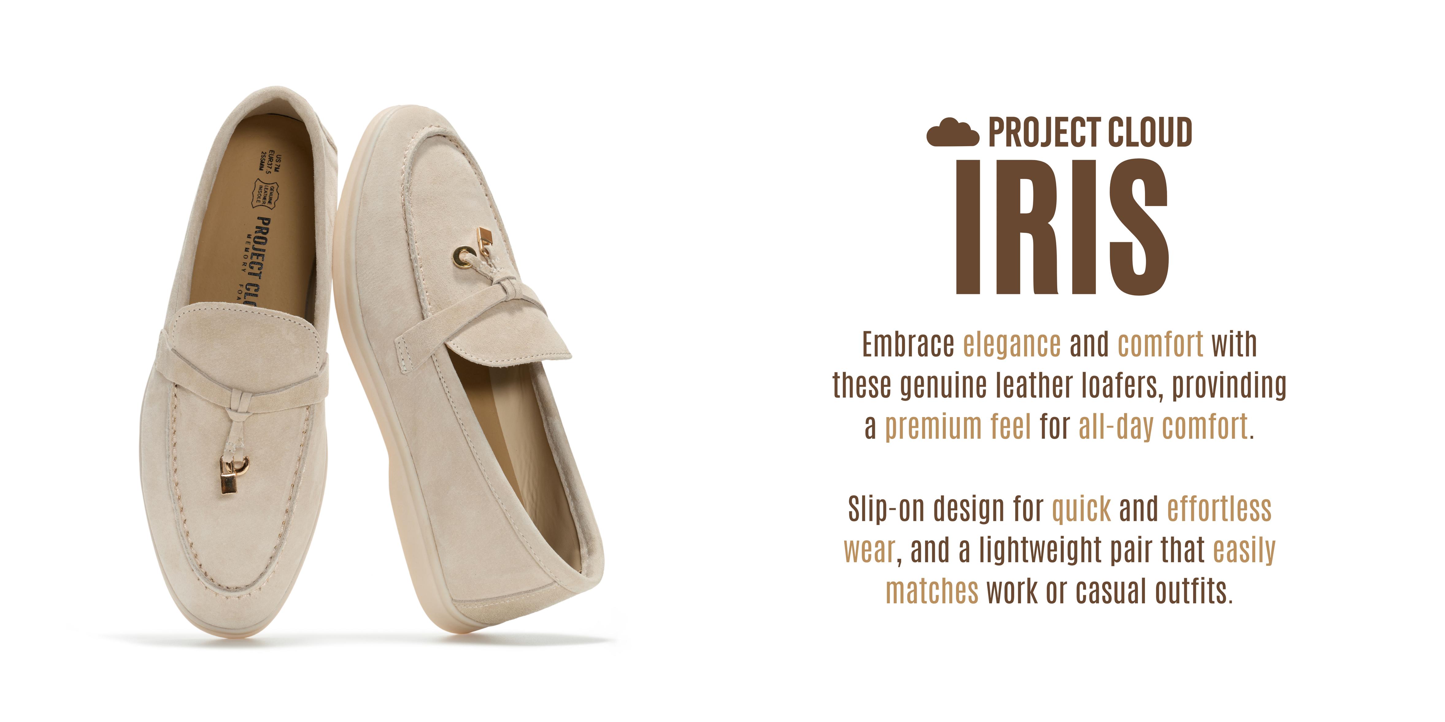 Project Cloud Women's | Moccasins Penny Loafers for Women | Genuine Leather | Memory Foam | Lightweight | Non-Slip - Iris