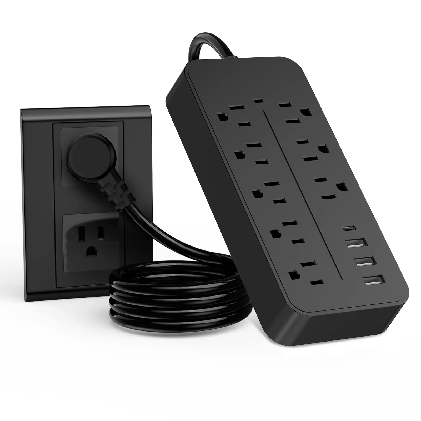 Power Strip Extension Cord Dorm Room Essentials 8 Outlets 4 USB (1 USB C) Charging Ports for Home Office