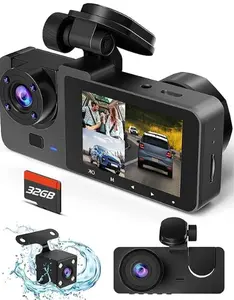 Dash Camera for Cars, 4K Full UHD Dash Cam Front and Rear Inside,Car Camera with Free 32GB SD Card,Built-in Super Night Vision, Loop Recording, WDR,G-Sensor,24 Hours Parking Monitor