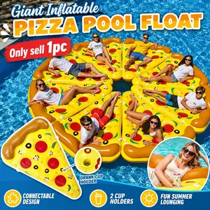 Giant Inflatable Pizza/Watermelon Pool Float, Inflatable Pool Raft, Adult Pool Lounger, PVC Water Floatie, Pool Float with Cup Holders, Summer Swimming Party, Beach Vacation Float, Pool Party Accessories, Outdoor Water Fun, Sunbathing Pool Lounge