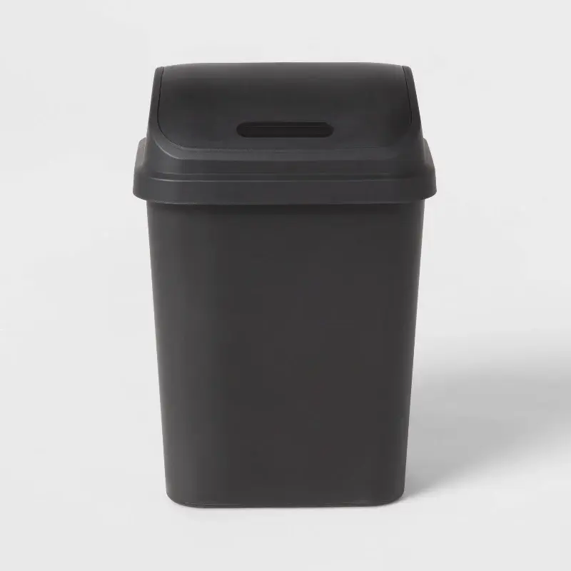 7.8gal Swing Top Waste Can Black -  Indoor Trash Bin with Lid, Textured Plastic, 21.375" Height