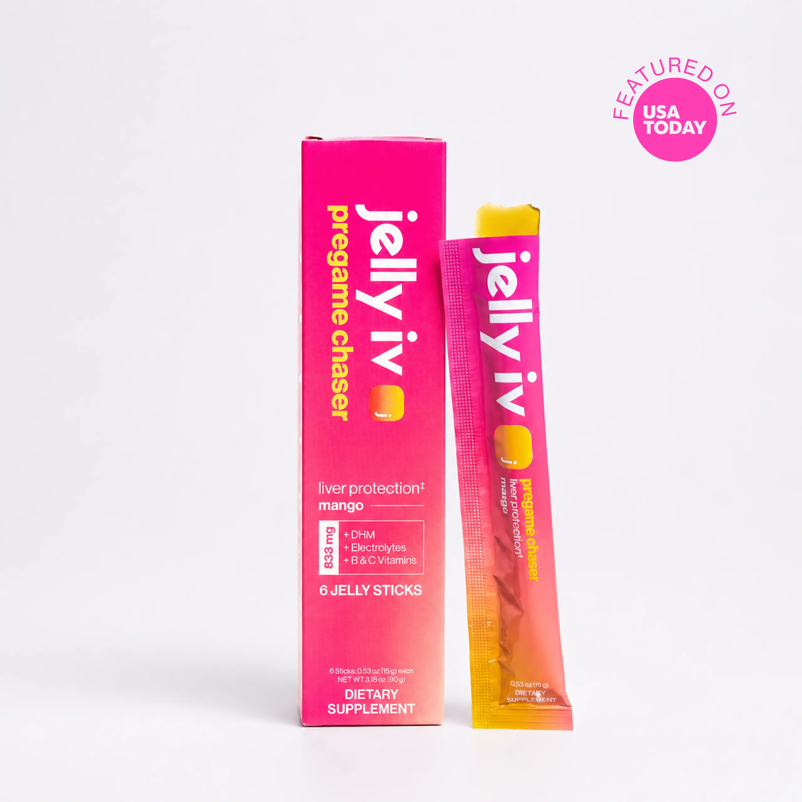 Vegan Jelly IV Edible Dietary Supplements - Dairy-Free, Low-Sugar, Cruelty-Free Plant-Based Sticks with DHM, B Vitamins for Alcohol Consumption, Daily Liver Detox