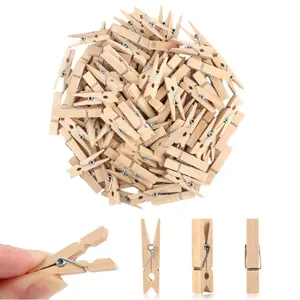 Mini Clothes Pins Set, 100 Wooden Mini Clips with Storage Bag, Ideal for Photos, Crafts, Hanging Clothing, Baby Shower, Art Display, Home Decor Accessory