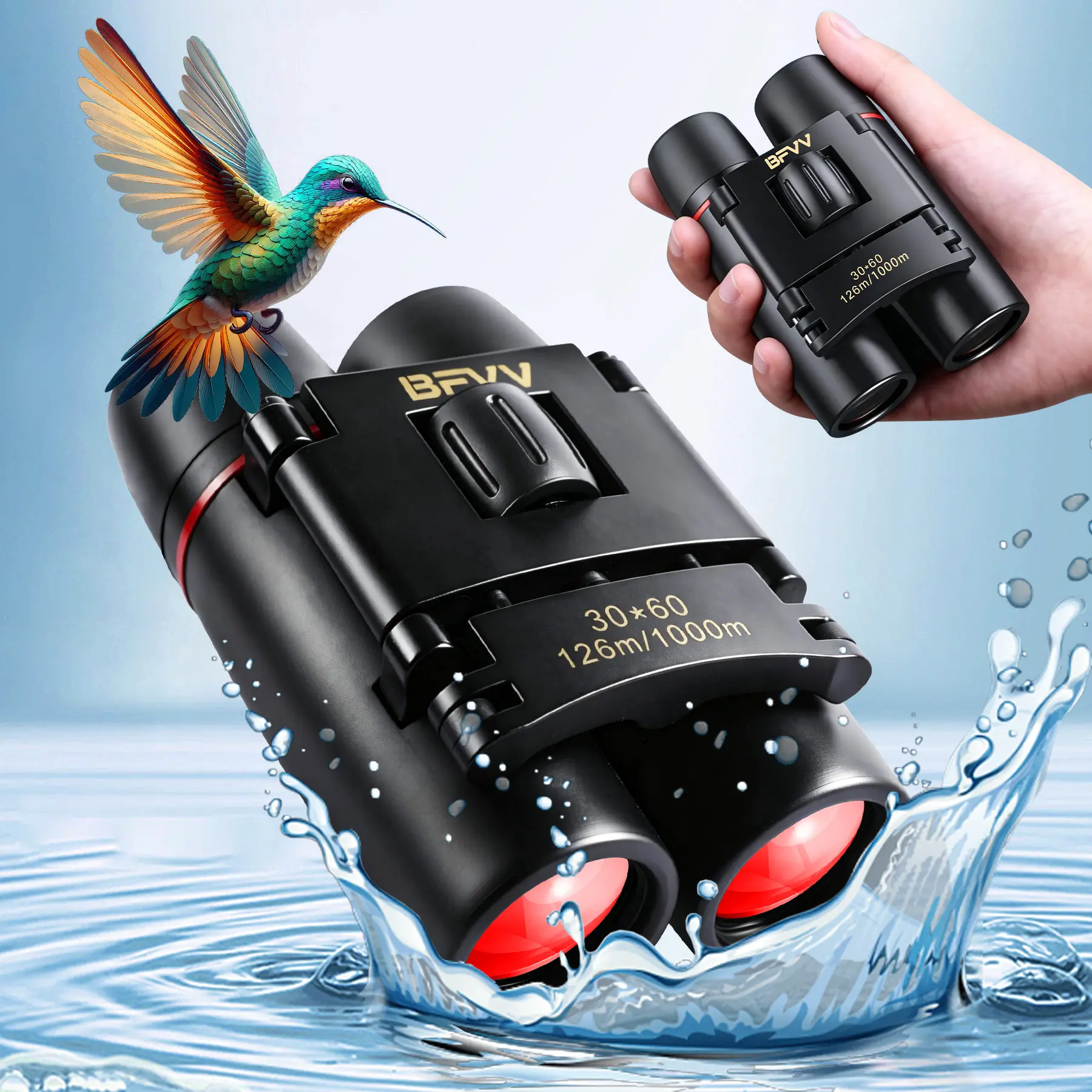 30x60 Compact Pocket Binoculars, BK4 Prism FMC Full Multi-Coated Waterproof Lightweight Low Light Night Vision Mini Binoculars for Bird Watching Hunting Hiking Travel Sightseeing Sporting Events Gift for Adults Kids