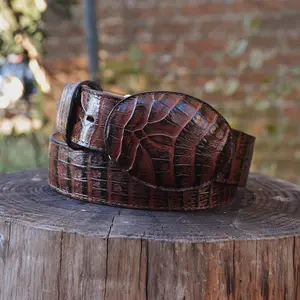 Men's Print Crocodile Belly Brown Belt