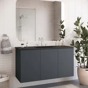 Modway Bryn 48" Wall-Mount Bathroom Vanity in Gray Black